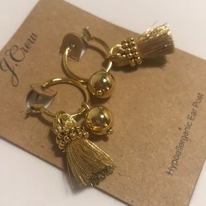 J.Crew Gold Tassel and Bead Earrings NWT